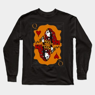 Indian Queen Of Hearts Desi Girl Black Background Long Sleeve T-Shirt